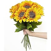 Aoztio 6 Pieces Artificial Sunflowers, Artificial Flowers Decoration, 45 cm | Autumn Decoration, Artificial Flowers, Artifici