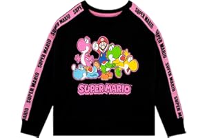 SUPER MARIO BROS Felpa da Gioco per Ragazze Gaming Felpe Cropped a Maniche Lunghe da Bambina