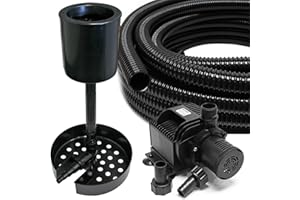 Wiltec Komplettset: HJ-5000 ECO Teichpumpe 4000l/h 65W, 5m Teichschlauch 25 mm (1"), Jebao SK-50 Standkimmer für Teich Skimmer bis 60m²