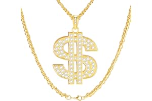 YAOMIAO Dollar Necklace Dollar Sign Pendant Necklace Gold Plated Chain Necklace US Dollar Sign Pendant for Men Women Kids Rapper Punk Style
