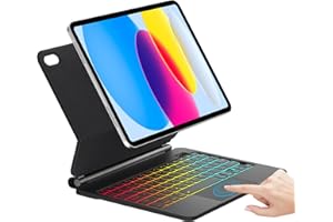 IVEOPPE Teclado iPad 11 A16 11 pulgadas/10 generación 10.9 Pulgadas, Teclado Touchpad Magic, Español Ñ, 7 Colores Retroiluminada, Magnético Flotante Diseño con Trackpad para iPad 11ª /10 Gen, Negro