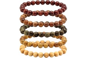MILAKOO Bracelet élastique naturel en perles de bois de 8 mm pour homme et femme