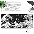 LANLANG Gaming Mouse Pads with large size 31.8X11.5X0.08inch, Japanese Sea Wave, Mouse mat for computer, desk, game, office, Non-Slip Rubber Base, Waterpfoof, Easy to clean