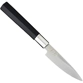 KAI Wasabi Black Utility Knife with 4" Blade - Polished 6A/1K6 Stainless Steel 58 (&plusmn;1) HRC - Black Polypropylene Handle - Uni