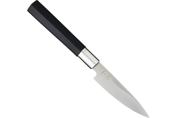 KAI Wasabi Black Couteau Utilitaire 10,0 cm de longueur de lame - acier inoxydable poli 6A/1K6 58 (±1) HRC - poignée en polypropylène noir - couteau polyvalent - Fabriqué au Japon