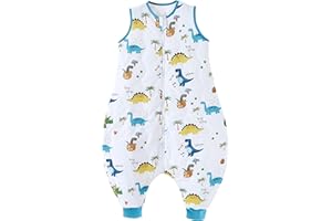 Chilsuessy Toddler Sleeping Bag with Feet (CPC Certification) 2.5 Tog Baby Sleeping Sack with Legs Pyjamas Infant Walking Cotton Wearable Blankets, Dinosaur Park, 80cm/2-3 Years