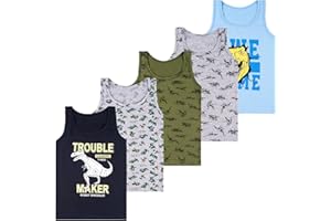 LOREZA ® 5 Canottiere da Bambino Ragazzi in Cotone - 2-15 Anni