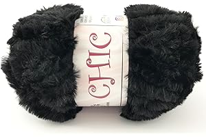 Filati Italiani Lana Pelliccia Ecologica Chic, 100g, 100% Poliestere, 60 Metri, Ferri 8-9, Nero - 07