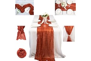 Bea's Party Mantel Camino de Mesa Rojo Navidad Elegante, Camino de Mesa de Gasa para Boda, cumpleaños, decoración Evento (Camino Mesa 90x300cm, Terracota)