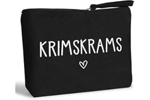 MEJOSER Krimskrams Kosmetiktasche Klein Schwarz Kulturtasche Schminktasche Kulturbeutel Kleine Make Up Tasche mit Spruch Organizer für Damen Mädchen Reise Geldbeutel