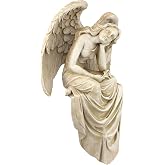 Design Toscano Sakin bir zarif heykel, oturan bir melek, 15 x 21,5 x 38 cm