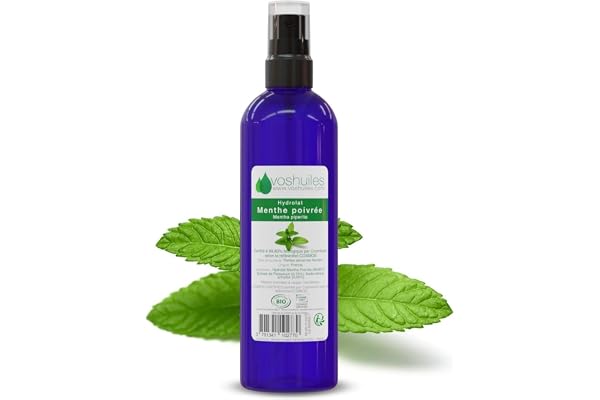 VOSHUILES - Hydrolat de Menthe Poivrée COSMOS - Eau Florale Naturelle pour Soin de la Peau - Rafraîchissante et Tonifiante - Usage Quotidien - 100ml