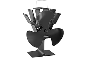 Wiltec Ventilatore per stufa a legna camino, Ventola con 3 pale, 70-350 °C, funzionamento senza elettricità