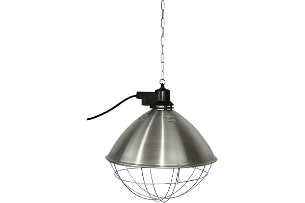 Kerbl Lampe chauffante Infrarouge, émetteur de Chaleur, Lampe chauffante, 5 m, Aluminium, avec Abat-Jour en Aluminium Ø 35 cm et Cage de Protection, y Compris chaîne de Fixation
