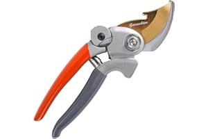 Gareschten 8.3" Garden Secateurs Heavy Duty, Bypass Pruners with Distinctive Safety Lock, Premium Titanium Coated SK5 Blade, Non-Slip Handles, Clean Cut Pruning Shears, Garden Tool