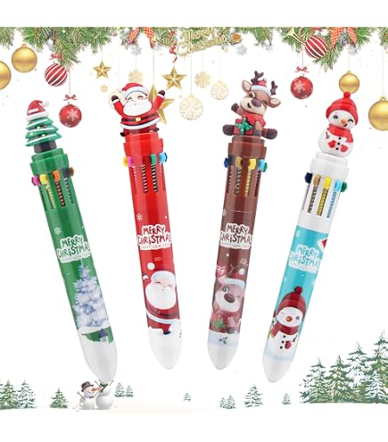 Kit Papeterie De Noël - Stylo 4 Couleurs, Marqueur, Yo-yo, Guirlande - Cadeau Festif