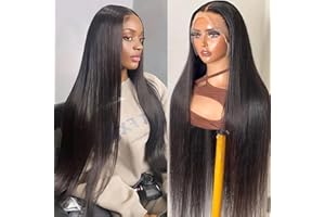 13X4 Transparent Lace Front Wig 180 Densité MSGEM 28 pouces Brésilien Droite HD Dentelle Perruques pour les Femmes Noires Pré Cueillies avec des Cheveux de Bébé Couleur Naturelle