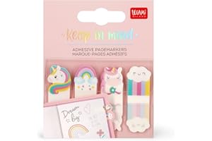 Legami - Tablica z naklejkami Keep in Mind, 80 naklejek (20 x 4), możliwość zapisywania i wyjmowania naklejek, motyw jednorożca, 7 x 5,5 cm