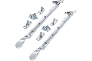 WHITE HINGE Window Stays, 2 Pack, Polished Chrome Victorian Style Window Casement Stay 250mm / 10 Inch, Pack of 2