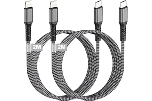 KINPEE Kabel USB C Lightning 2M 2 Sztuki [Certyfikat MFi], Kabel do ładowania Nylonowy Kabel ładowania iPhone USB C Szybkie ładowanie do Lightning dla iPhone 14/13/12/11/X, iPad, iPod, AirPods