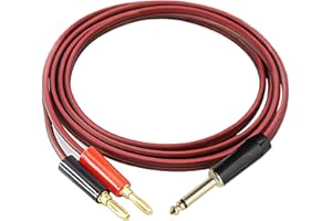 MEIRIYFA Lautsprecherkabel 6,35 mm auf Bananenstecker, 1/4 TS Lautsprecherkabel auf Dual Banana 4 mm Stecker, Audiokabel OFC HiFi Lautsprecherkabel für DJ-Anwendung, Mixer – 2 m