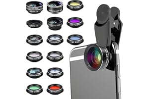 JUADNIC 15 in 1 Handy Kamera Objektiv Set, inkl. Makroobjektiv, 198° Fisheye, Weitwinkel, 15x Makro, Starlight- & Kaleidoskop-Objektiv, CPL Polarisationsfilter, kompatibel mit iPhone und den meisten Smartphon