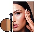 Contour Make up Powder Face Highlighter Matte Brighten Shadow with Brush Palette Kit, Beginners Natural Face Blusher Smooth Sculpting Bronzer for Medium Skin Tone