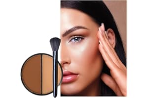 LYNTYAOU Contour Make up Powder Face Highlighter Matte Brighten Shadow with Brush Palette Kit, Beginners Natural Face Blusher Smooth Sculpting Bronzer for Medium Skin Tone