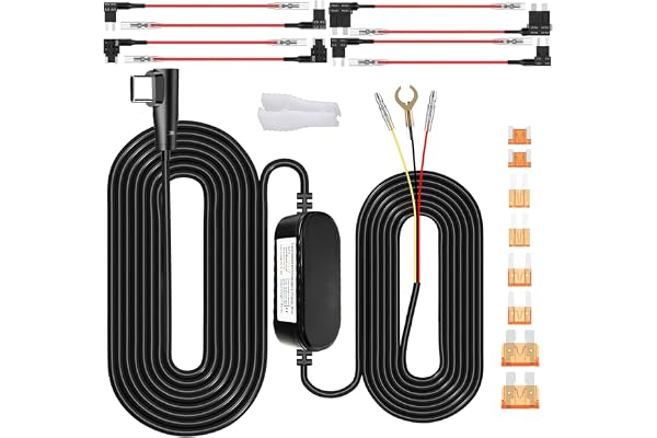 Gebildet Dash Cam Hardwire Kit,Bil Dash Camera Typ C Laddare Hard Wire Kit för Dashcam DC 12-24V till 5V/2.5A Lågspänningsskydd 24h parkeringsövervakning med säkringskran för GPS,Radar(Typ C)