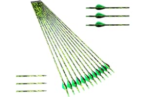 ACCMOS 22-30＂ Flechas de Caza Spine 500 ID 6.2 mm Camuflaje Eje Flecha de Carbono, para Juventud Aldult Arco Recurvo Arco Compuesto Arco Largo Tiro al Arco Caza y Tiro Práctica 12 pz