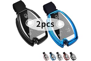 Yosemy Custodia per Chiave Auto Mercedes Benz, in TPU Morbido Custodia Protettivo 2 3 Tasti Auto Caso Chiave, per Mercedes Benz W204 W211, 2-3 Tasti Keyless A B C E Class (Blu + Nero)