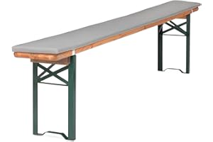 ‎TEXDEKO TexDeko® Bierbankauflage gepolstert 220x25x2cm waschbar mit Reißverschluss für Bierzeltgarnitur Härtegrad Mittelhart RG23 Bequeme Bankauflage zum selber aufziehen (Grau wasserabweisend)