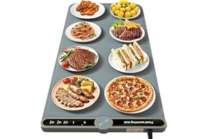 JDKJAG Extra Large Heated Mat for Food, 15"x31.6" Foldable Silicone Warming Tray - 9 Temp Settings & 6H Timer - Keep Food Warm for Parties, Dining, Dough Proofing - Child Lock & Waterproof