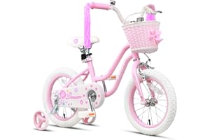 Glerc Daisy 12 14 16 Inch Girls Bike for 2-7 Years Kids with Stabilisers Basket Streamers and Bell,Multiple Colors