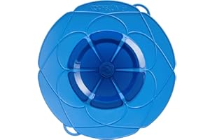 Kochblume das Original, Silikon Überkochschutz für Töpfe und Pfannen, Mikrowellen-Deckel, Spritzschutz und Dampfgar-Aufsatz | (hellblau, XL | Topfgröße 20-28cm)