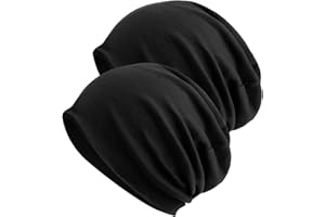 DRESHOW 2 Pezzi Berretto in Jersey Leggero Morbido da Donna, Berretto Slouchy, Berretto Lungo, Unisex Berretto Sci, Berretto da Notte