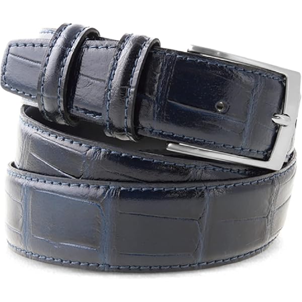 Cintura Uomo In Pelle Coccodrillo Made In Italy - Artigianale, Elegante, 3.5 Cm, Lusso