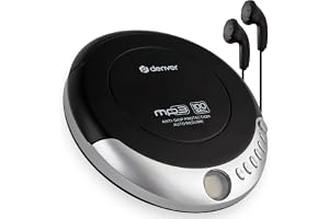Denver Bärbar CD-Spelare MP3 med Stötskydd och Hörlurar | Bärbar CD-spelare för CD-R/RW och MP3 med 40/100 s stötskydd, Auto Resume, Bass Boost, LCD och hörlurar