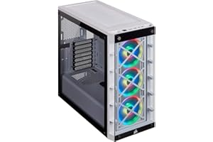Corsair iCUE 465X RGB Vetro Temprato Smart Case Mid-Tower ATX, Pannelli Laterali e Anteriore in Vetro Temprato, Tre Ventole LL120 RGB Incluse, Opzioni Versatili di Raffreddamento, Bianco