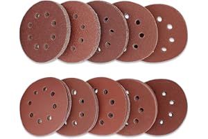 LESNIC 125mm Sanding Sheets,100pcs Sanding Discs Pads Hook and Loop 10Pcs Each 40 60 80 100 120 180 240 320 400 800 Grits Sandpaper Sheet for Orbit Orbital Sander and All Oscillating Tools