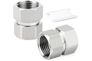 ERGAOBOY 2 piezas, 32 mm de longitud, conector flexible y móvil de acero inoxidable 304, hembra BSP de 1/2" para pulverizador, válvula en ángulo y brazo de ducha