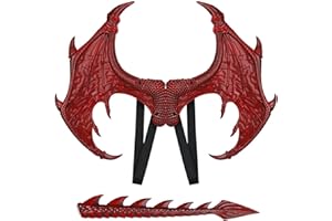 TINAYAUE Dragon Wings Tail Kids School Dress Up Dragon Wings 3D Dino Fancy Dress Props for Children 6-10 Year Lifelike Halloween Costume Accessory for Carnival, Animal Theme Party, Cosplay, Stage Performance