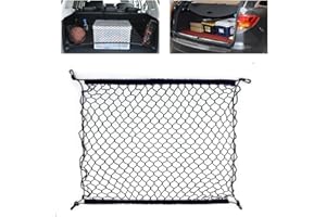 NUOSHEN Car Cargo Net, Adjustable Elastic Organizer, Nylon Trunk Storage Net, Universal Fit for Car Boot Vehicle Van SUV (27.5'' x 27.5'')