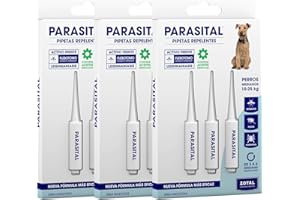 Zotal Parasital Pipetas Antiparasitarias para Perros Medianos (10-25 kg) 3 pipetas por Blíster - Protección contra Pulgas, Garrapatas y Mosquitos - Repelente Natural - hasta 6 Semanas - Pack 3 Blíster