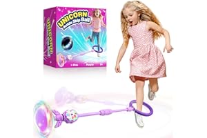 YOTOY Toys for Kids 3 4 5 6 7 8 9 10 Year Old: Unicorn Ankle Skip Ball for Girls 6-8 Birthday Party Gift for Kids 3+ Foldable Flashing Jumping Ball Sports Garden Games Outdoor Toy for Boys Girls 8-12