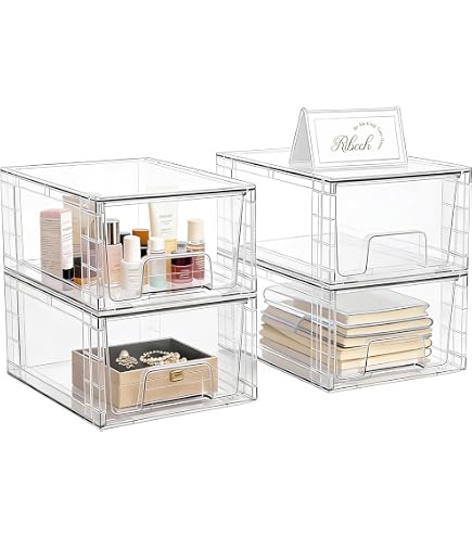 Organiseur De Bureau Transparent 4 Niveaux Vtopmart – Tiroirs Coulissants Et Séparateurs Amovibles Pour Fournitures Et Rangement Efficace