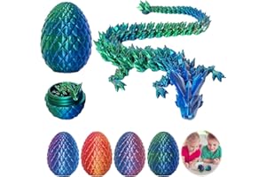 EDDRFY 4PCS 3D Printed Dragon Eggs with Dragon Inside, Crystal Articulated Dragons in Mystery Egg, Large 14cm 3D Printed Dragons Toy for Kids, Easter Eggs Gift, Collectible 3D Animals