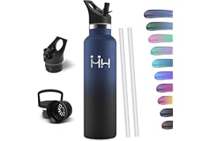 HoneyHolly Botella Agua Acero Inoxidable, 1000ML Reutilizable Sin BPA, Botella Agua Termica, Botella Agua, Aislamiento Al Vacío de Doble Pared, Termos, Cantimplora para Adultos, Deporte