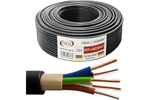 OKSI 25m NYY-J 5x2,5 mm² Erdkabel Elektrokabel Beton und Freien Kupfer Made in Germany