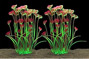 LYNKO 2 Piezas Plantas Artificiales Acuario Grande Plástico Artificial Plantas, Decoración de Peceras, Ornamento Segura para Todos Los Peces 40x10cm - Violeta